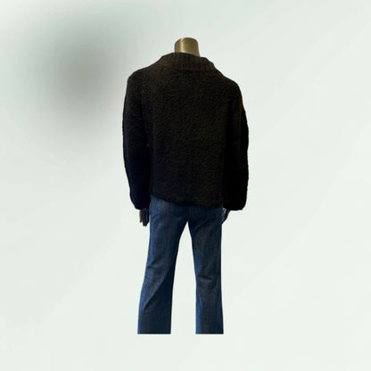 Textured Zip-Up Cardigan- Ranjana-Lunatisme