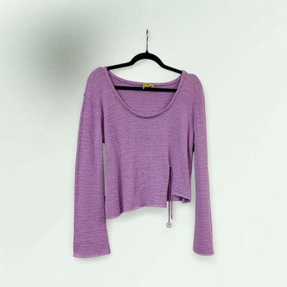 Women's Relaxed Knit Sweater with Side Tie Detail-Filicina- Lunatisme