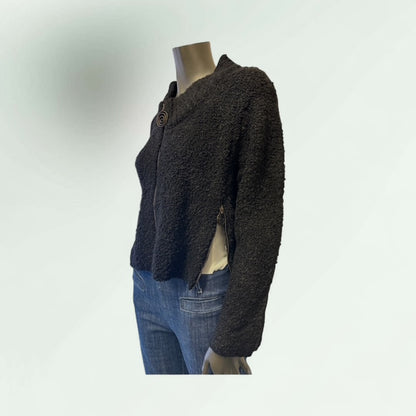 Textured Zip-Up Cardigan- Ranjana-Lunatisme