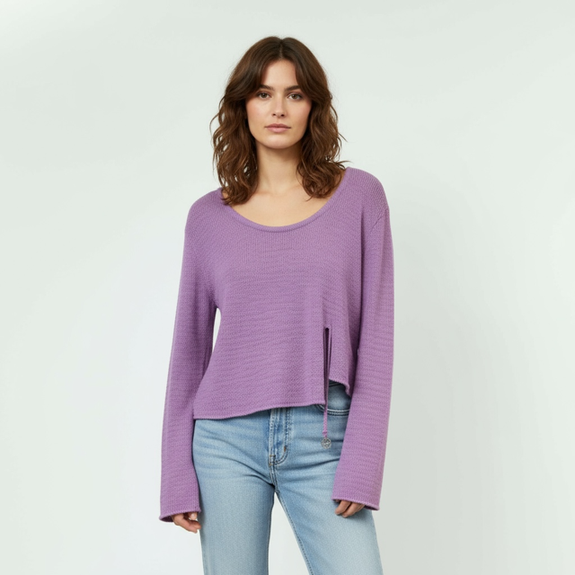 Light purple Sweater with slit in the front