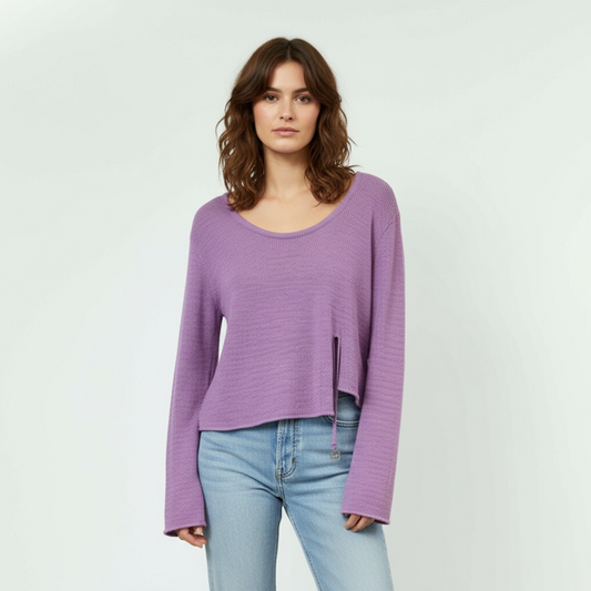 Light purple Sweater with slit in the front