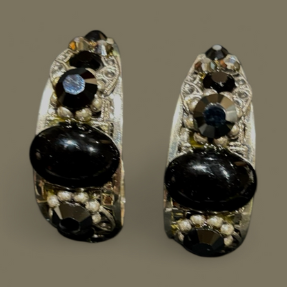 Beautiful half hoop pierced earrings with vibrant coloured stones