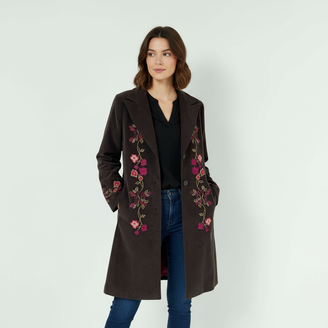 Luxurious Embroided brown coat