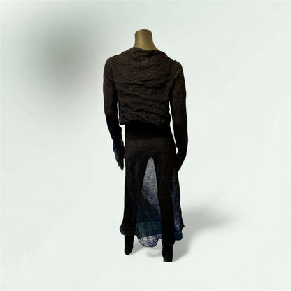 back view of the shear cropped cardigan