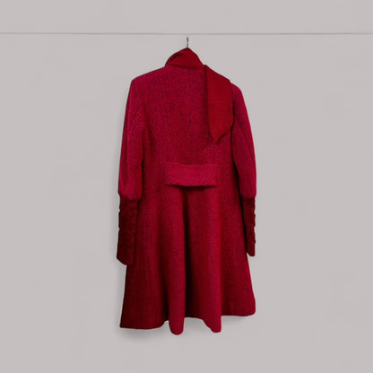 Vintage-Inspired Red Long Coat with Statement Collar STYLE NO H079/WLZ