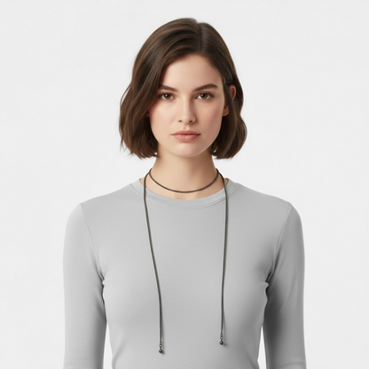 Thin metal rope chain with bead on the ende , can be worn as belt or a necklace