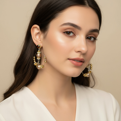 Dangly Hoop Earrings with coloured beads