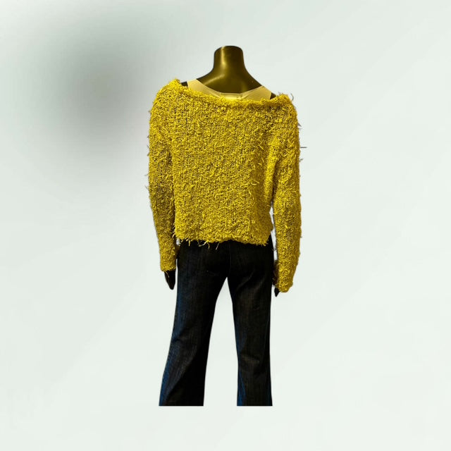 Back view of the Yellow textured sweater