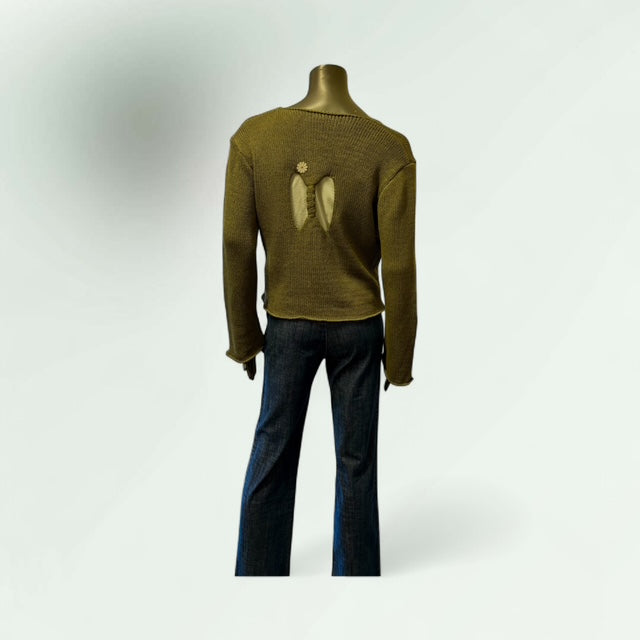 Back view of the olive Lunatisme Cardigan