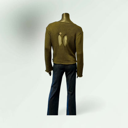 Back view of the olive Lunatisme Cardigan