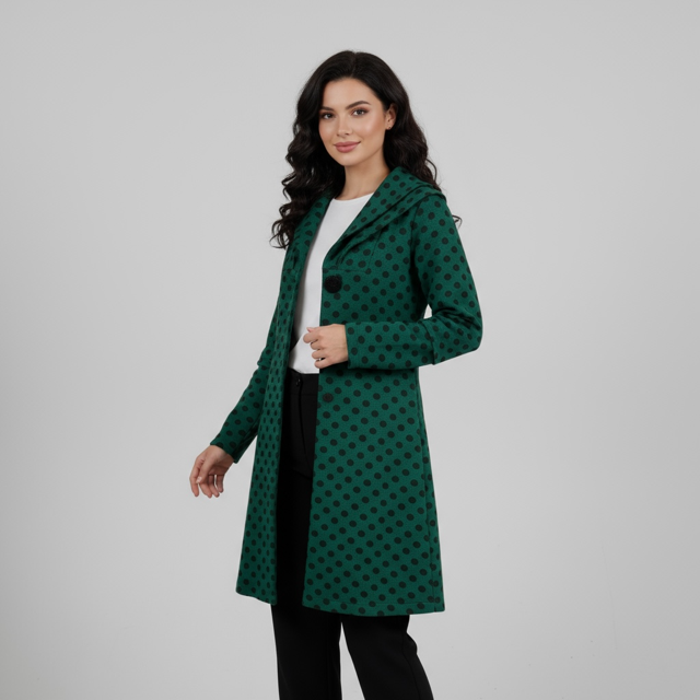 Emreld Green Polka Date caridigan coat
