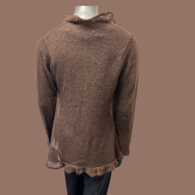 MOHAIR OPEN EDGE CARDIGAN WITH FRILLY BORDER AND TIE  -STYLE NO. GRANIT 501