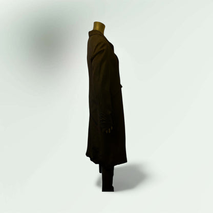 Black Pinstripe Coat  with Zipped Insert at the Back - Extravagance Fashion 