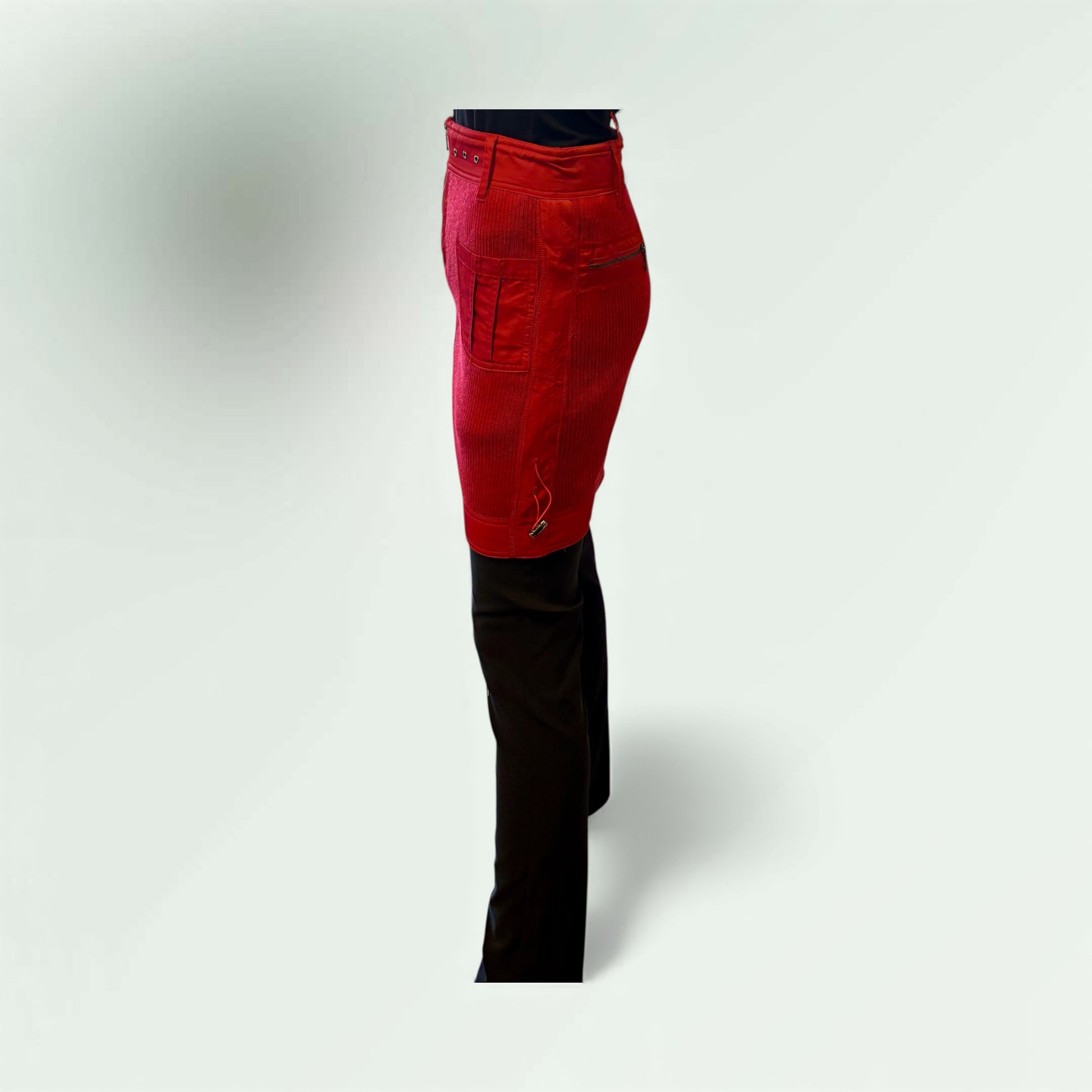 Short Ribbed  Skirt with patchwork Style Capri 08 - Extravagance Fashion 