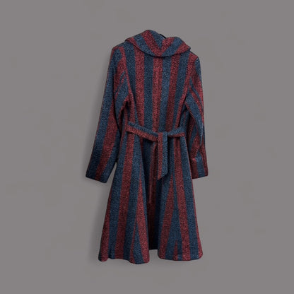 Coat featuring Bold Vertical Stripes in deep red and Navy Blue STYLE NO.HE027