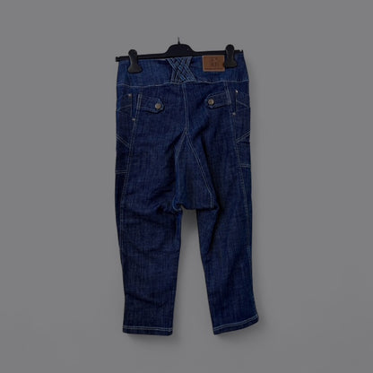 Asymmetrical Button-Front Cropped Denim Jeans