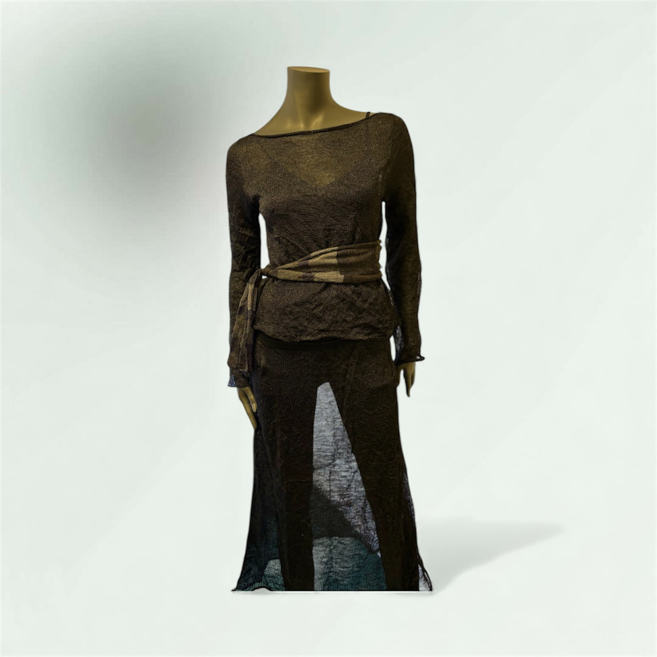 Front View of the Shear Black Sweater