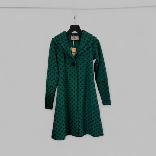 Emerald Green Polka Dot Cardigan Coat STYLE NO.H019/WLB