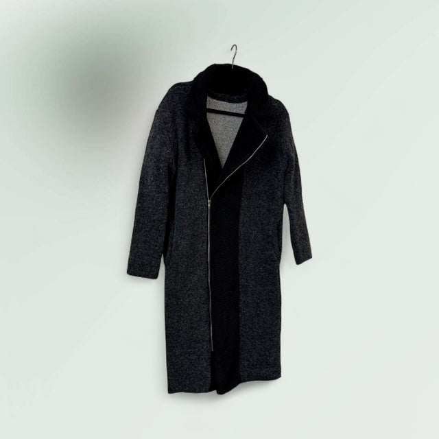 Cozy Knit Zip-Front  two/tone Cardigan Coat