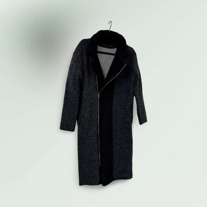 Cozy Knit Zip-Front  two/tone Cardigan Coat