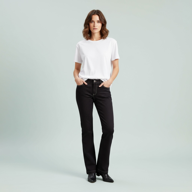 Women's Classic Black Straight-Leg Jeans