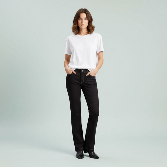 Women's Classic Black Straight-Leg Jeans