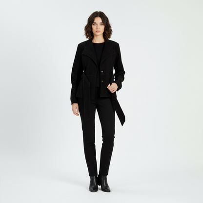 Belted Suede jacket in black colour