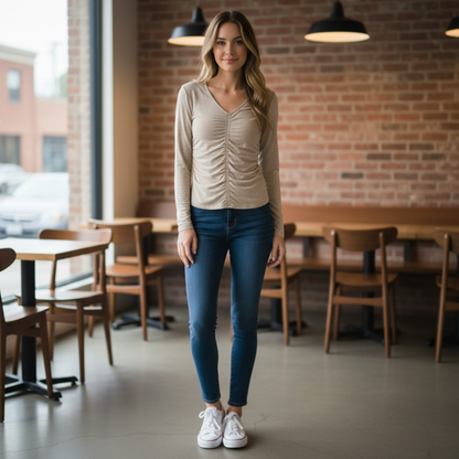 Art Print V-Neck Long Sleeve Top – Back Detail