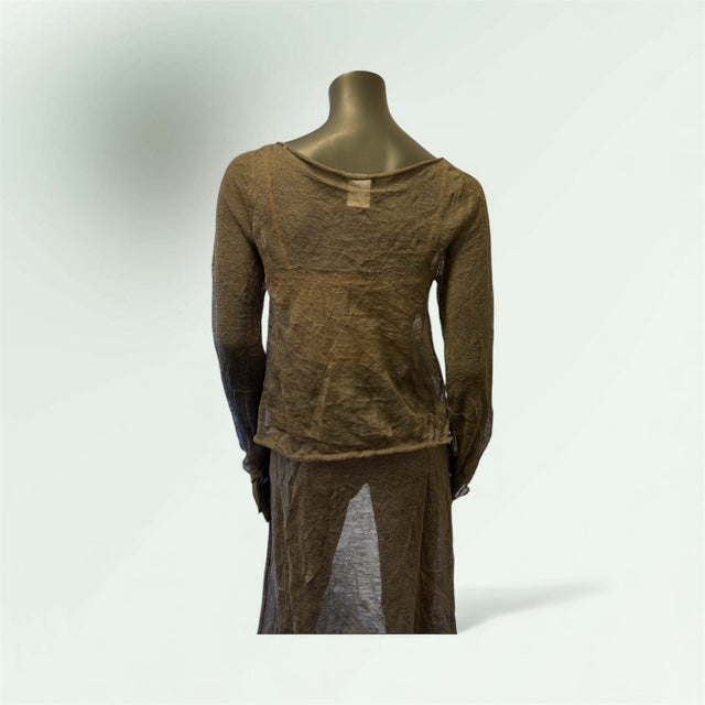 Back View of the ocre Shear Sweater