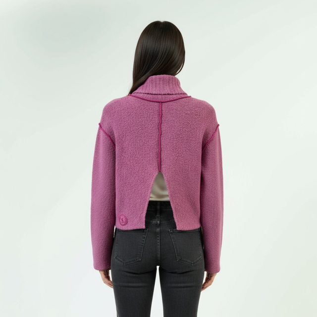 Contemporary Turtle Neck Sweater with back Slit- Grantha-Lunatisme