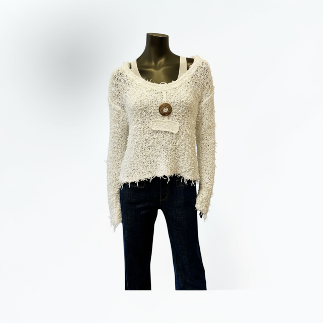 white Textured Swaeter - Lunatisme