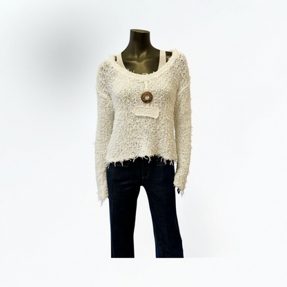 white Textured Swaeter - Lunatisme