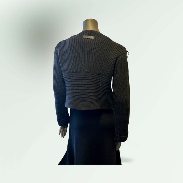 Contemporary Assymetric Ribbed Cradigan with Pin Broach style Captain 68 - Extravagance Fashion 