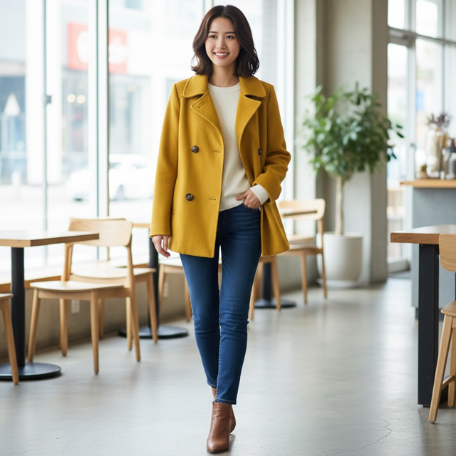 Double breasted mustard Jacket