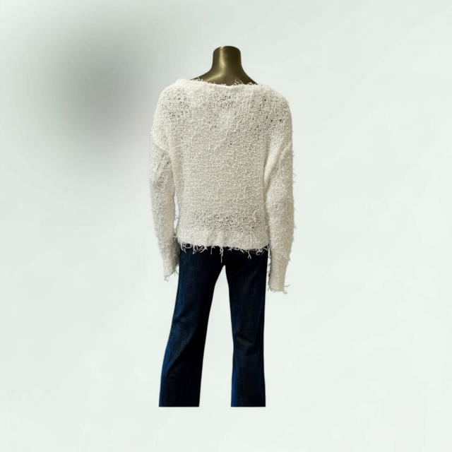 Back view of the white textured sweater