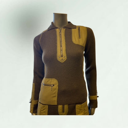 Patchwork Sweater with Zip fastening style Capri 06 - Extravagance Fashion 