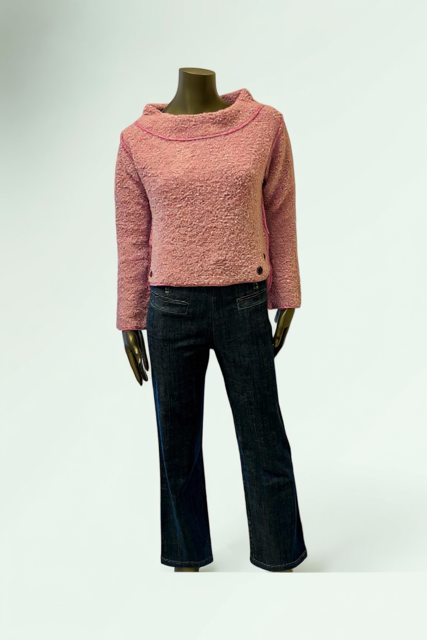 Blush Textured Boat-Neck Sweater- Santali - Lunatisme