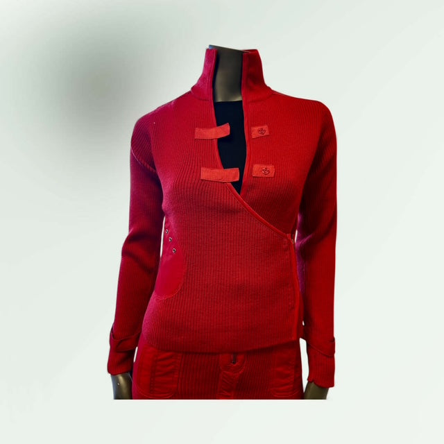 Assymetric Cardigan with Half Zip side Fastening