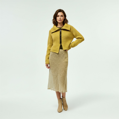 Asymmetric Mohair Zipped Cardigan style 1217