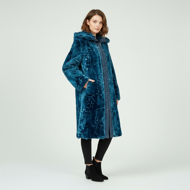 Front view of the Mid length velvet Coat