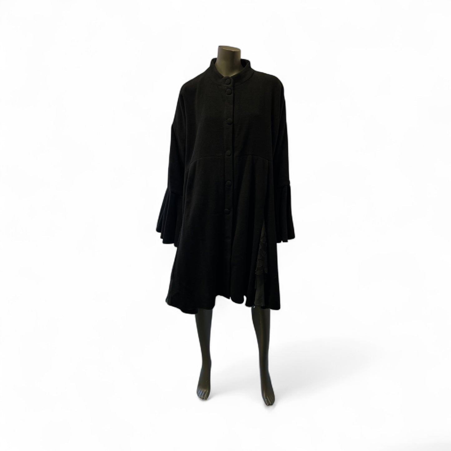 Black Flared-Sleeve Button-Front Coat  STYLE U64/WL
