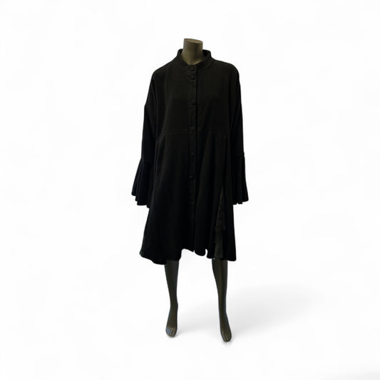 Black Flared-Sleeve Button-Front Coat  STYLE U64/WL