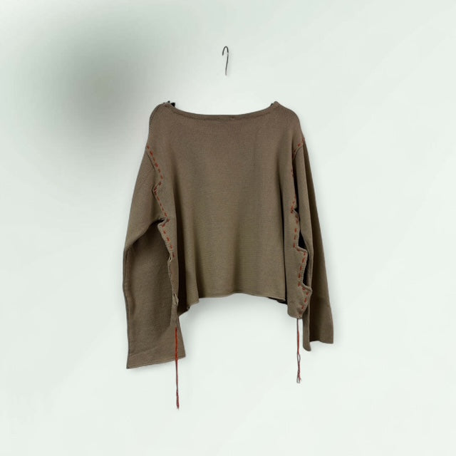 Taupe Oversized Textured Sweater-Citrina-Lunatisme
