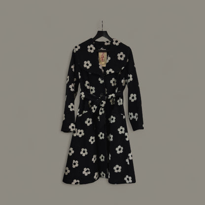 Black Floral Belted Coat STYLE NO.HE027/WFL