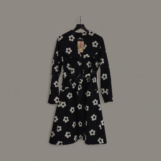 Black Floral Belted Coat STYLE NO.HE027/WFL