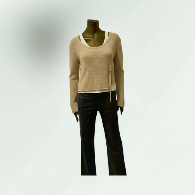 Women's Relaxed Knit Sweater with Side Tie Detail-Filicina- Lunatisme