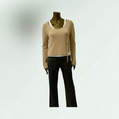 Women's Relaxed Knit Sweater with Side Tie Detail-Filicina- Lunatisme