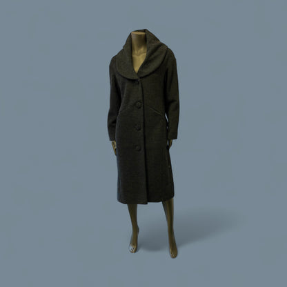 Elegant Charcoal Wool Coat with Shawl Collar STYLE W22/WL