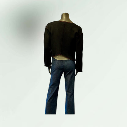 Cropped Asymmetric Knit Cardigan- Varang- Lunatisme