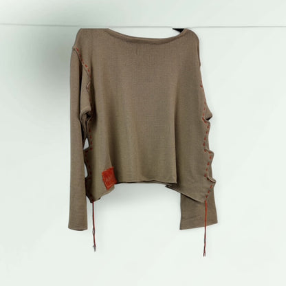 Taupe Oversized Textured Sweater-Citrina-Lunatisme
